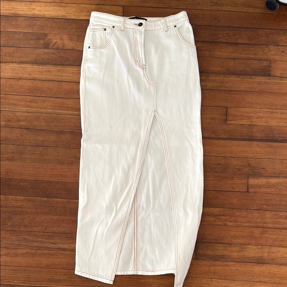 Lioness White Denim Skirt